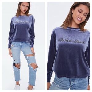 NWT Velvet Wild Heart Embellished Graphic Long Sleeve Top, S